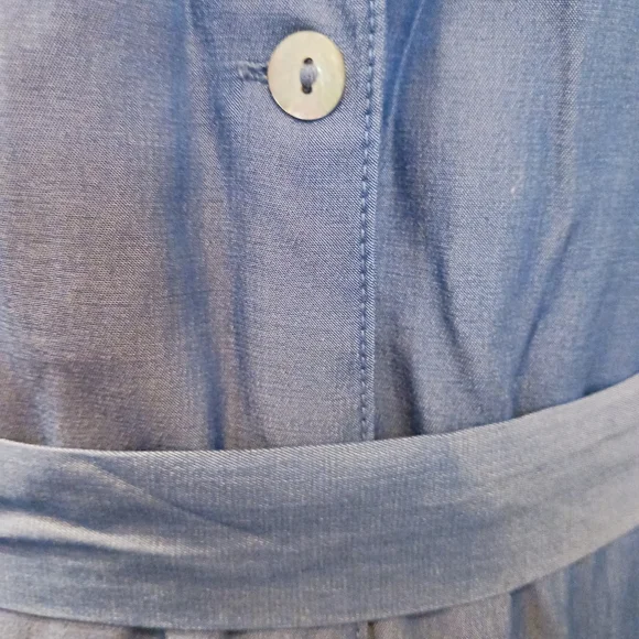 Grace Karin Classic Button Down Collared Sleeveless Maxi Dress XL Pockets Blue - Picture 8 of 8